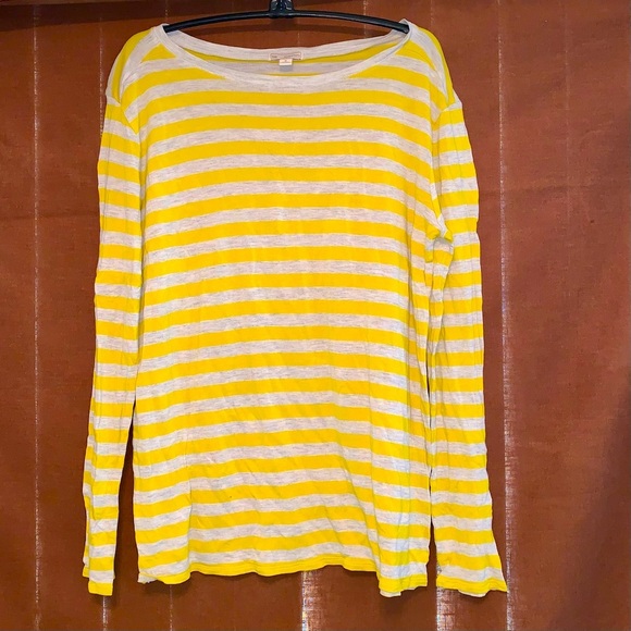 GAP Yellow & Heather Grey Striped Long Sleeve Shirt size Medium - Picture 1 of 5